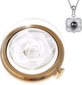 Preserved Real Rose with Heart Necklace , Eternal Flowers Gifts for Women, I Love You Gifts for Mom Wife Grandma Girlfriend, Christmas Valentines Mothers Day Anniversary Birthday Gifts Ideas (white)