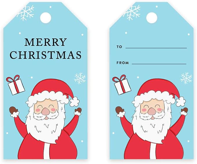 Andaz Press Christmas Holiday Season Classic Gift Tags, Merry Christmas to from Classic Favor Tags, Happy Santa Claus Design, for Holiday Events, Parties, and Favors, 60-Pack