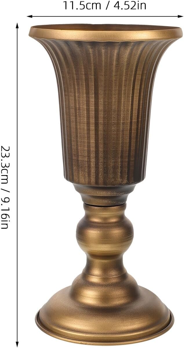 Alipis Vintage Metal Tabletop Flower Vase Decorative Flower Pot Antique Gold Iron Art Container for Home Hotel Shop Decor