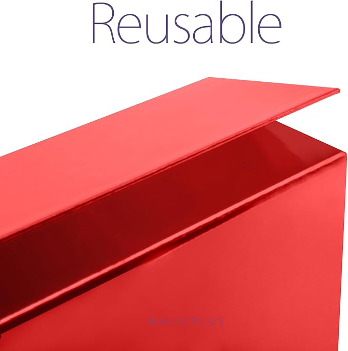 6 Christmas Large Gift Boxes with Lids 13.5x9x4.1 Inches, Red Bridesmaid Proposal Gift Box with Magnetic Closure for All Occasion (Glossy Red)