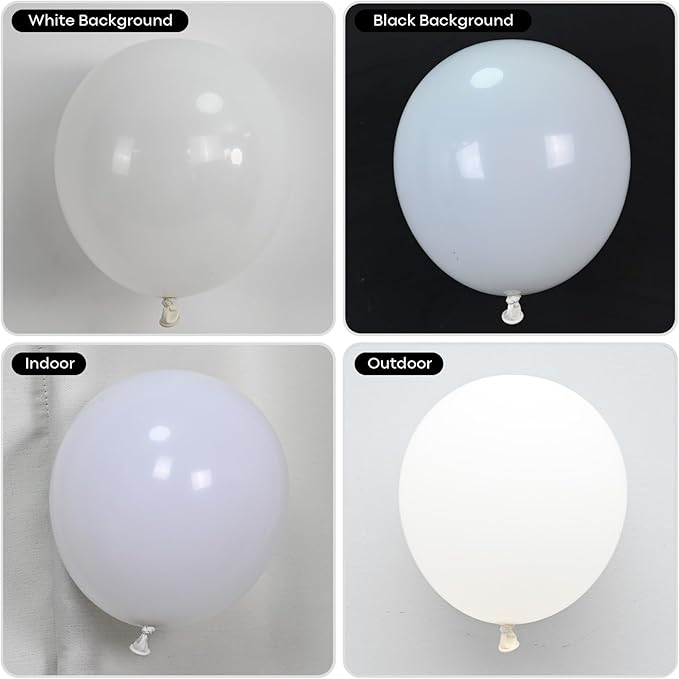Togvu White Balloons Different Sizes, 123 Packs Matte White Balloons, Pack of 18 12 10 5 Inch White Balloons Garland Arch Kit for Birthday Wedding Baby Shower Party Decorations