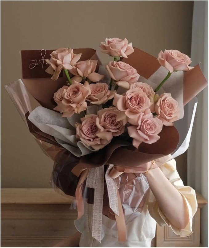 Waterproof Flower Bouquet Wrapping Paper, Solid Color Art Kraft Paper, Florist flowers Gift Wraps Christmas Mother's Day Deco 23.23 x 288 inches/roll (Color 20 (Khaki))