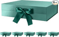 GREEN BEAN 6 Large Gift Boxes with Lids for Presents 13x9.7x3.4 Inches, Christmas Green Magnetic Gift Box with Ribbon, Bridesmaid Proposal Box, Luxury Gift Boxes (Glossy Green)