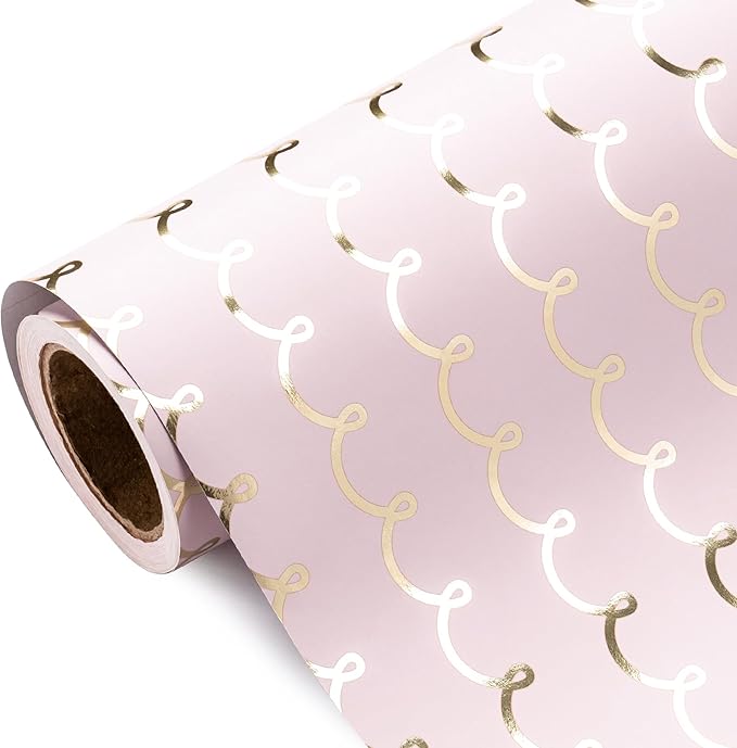 WRAPAHOLIC Jumbo Pink Wedding Wrapping Paper - 30 Inch x 33 Feet - Foil Girls Birthday Wrapping Paper for Birthday, Wedding, Baby Shower, Bridal Shower