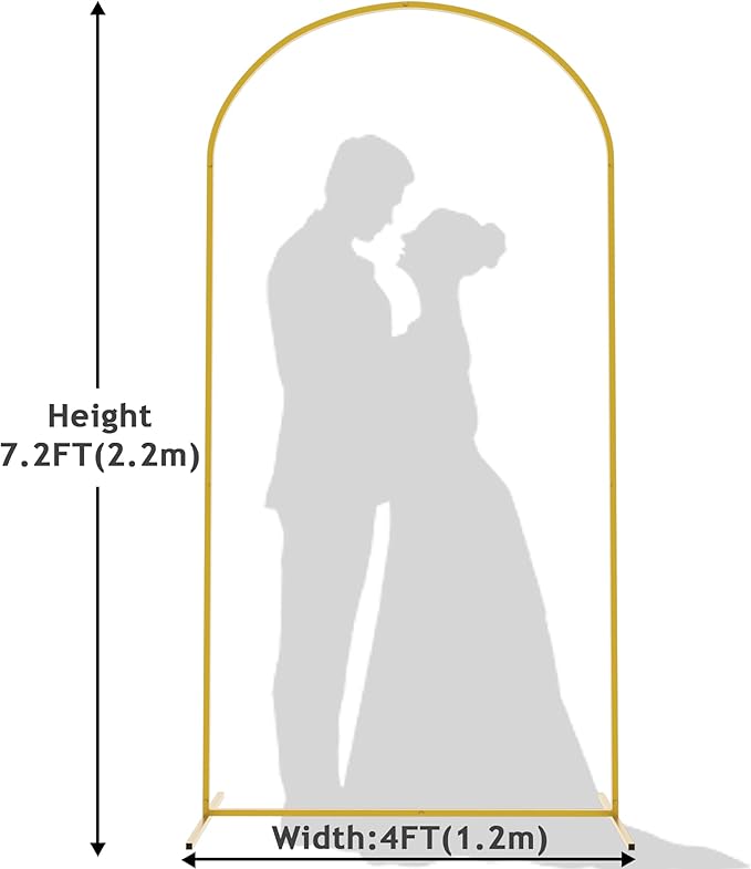 Wokceer 7.2 FT Wedding Arch Backdrop Stand, Gold Metal Arch Backdrop Stand for Wedding Ceremony Birthday Party Bridal Baby Shower Photo Booth Garden Floral Balloon Arches Decoration