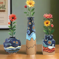 Starry Night Vase Plant Pot,Van Gogh Inspired Resin Flower Pot - Abstract Rainbow Planter with Artistic Brushstroke Design Stylish Art Flower Pot Unique Home Decor for Plants (3pcs)