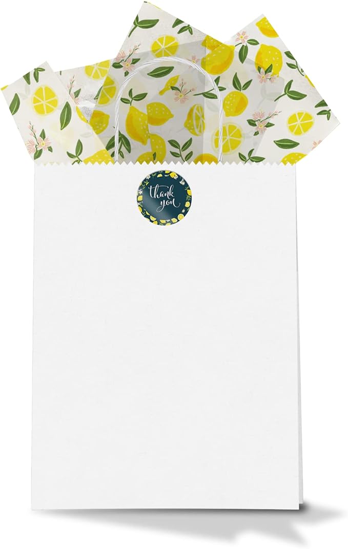 Pro Supply Global - Bulk Elegant Summer Lemons Tissue Paper Wrapping Gift Bags, Crafts DIY Project Party Decorations Packaging - Creative Uses for Wedding Birthday & Holiday Events - 24 Sheets 20"x30"