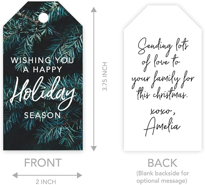 Andaz Press Christmas Holiday Season Classic Gift Tags, Merry Christmas to from and Wishing You A Happy Holiday Season, Christmas Tree Branch Design, for Holiday Events, Parties, and Favors, 60-Pack