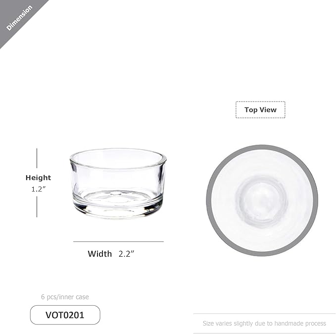 WGV Tea Light Votive Candle Holder 2x1.2 H, Clear Stubby Utility Cylinder Glass, Small Home Accent Decor, 96 Pieces
