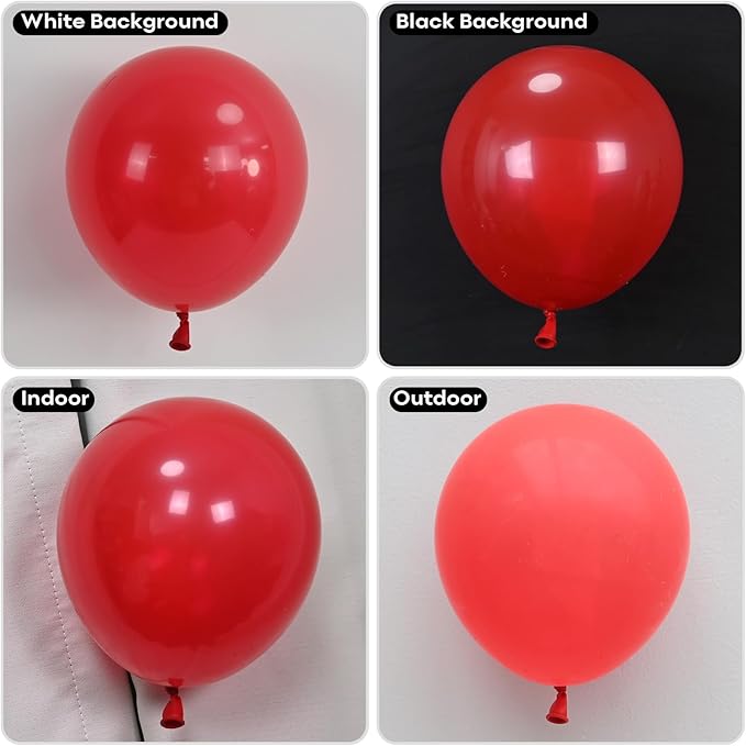 Togvu Red Balloons Different Sizes, 123 Packs Matte Red Balloons, Pack of 18 12 10 5 Inch Premium Red Balloons Garland Arch Kit for Valentine's Day Birthday Wedding Christmas Party Decorations