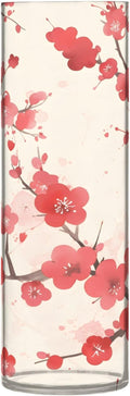Flower Vase for Centerpieces, Plum Blossoms Flower Red Plastic Cylinder Vase, Clear Bud Vases for Home Wedding Office Table Decor