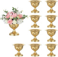 Sziqiqi Gold Vases for Wedding Centerpieces: 8.6in Big Metal Urn Vases Set of 10 Flower Arrangements for Flower Compote Vase for Wedding Decorations Table Pedestal Bowl Vase for Party