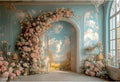 Baocicco 12x8ft Floral Wall Photography Background Romantic Style Arch Door Oil Painting Flowers Photo Background for Women Wedding Party Banner Supplies Girls Birthday Decorations Photoshoot Studio
