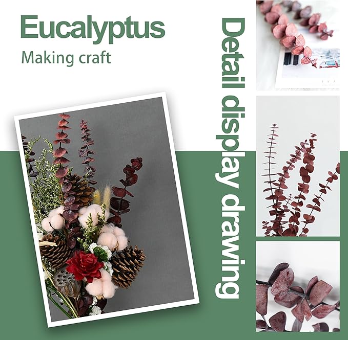 (20Pcs) Dried Eucalyptus Stems - Red, Real Long Eucalyptus, Dried Flowers for Vase, 17" Floral Arrangement, Wedding (Yellow)