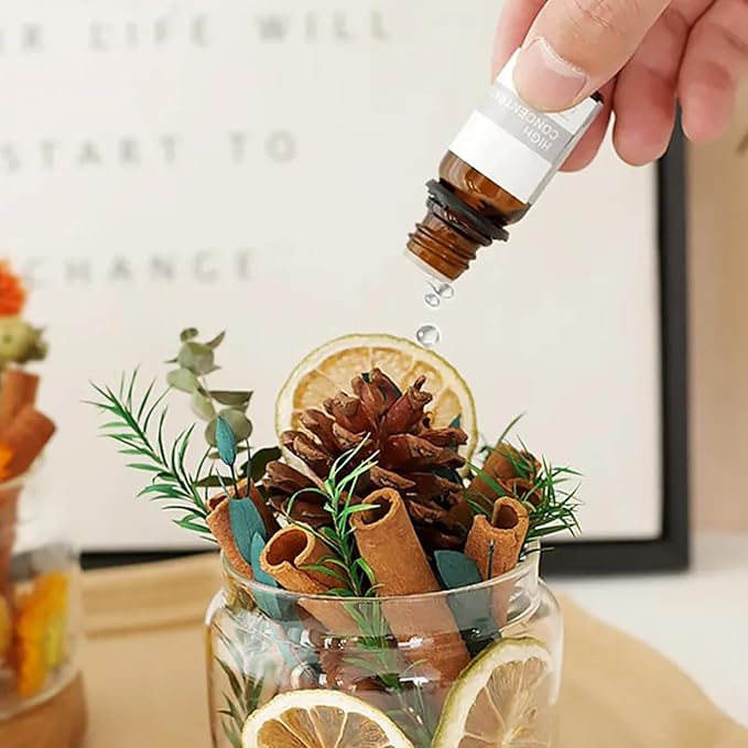 DIY Dried Flower Aromatherapy Kit with Natural Plant Essential Oils, Naturally Dried Flowers and Herbs Ornaments for DIY Flower Craft, Vintage Holiday Decor, Christmas (#B)