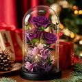 Birthday Gifts for Women Mom Fresh Flowers for Delivery Prime Forever Preserved Rose in Glass Dome Gifts for Her Girlfriend Grandma Daughter Wife Valentines Mothers Day Christmas Anniversary-Purple ﻿