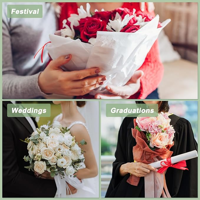 PATIKIL Flower Gift Wrapping Paper, 20 Sheets Waterproof Bouquet Paper Wrap Florist Supplies Packaging Floral Papers for Wedding DIY Craft Valentine Mother's Day, Brown