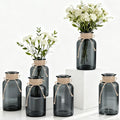 Vintage Glass Flower Vase，6 Pack Farmhouse Black Glass Centerpiece Vases Mason Jars for Halloween Weddings, Parties & Home Decor Bulk (6, Black)