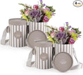 Striped Flower Hat Box 4 Pack | Round Flower Boxes for Arrangements | Satin Ribbon Handle & Waterproof Liner | Gift Box for Flowers with Lids