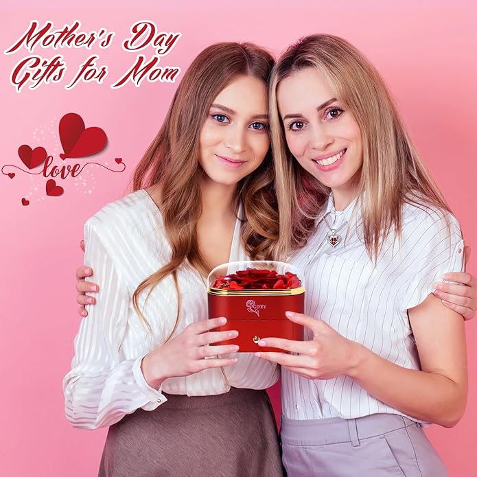 Mothers Day Mom Gifts,Eternal Rose Flower with Necklace Gifts for Women,Mother, Grandma,Wife and Girlfriend, Birthday Gift,Wedding, Thanksgiving Gift