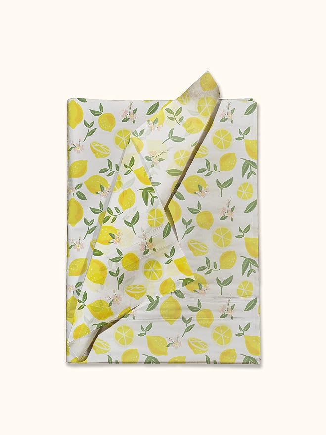 Pro Supply Global - Bulk Elegant Summer Lemons Tissue Paper Wrapping Gift Bags, Crafts DIY Project Party Decorations Packaging - Creative Uses for Wedding Birthday & Holiday Events - 24 Sheets 20"x30"