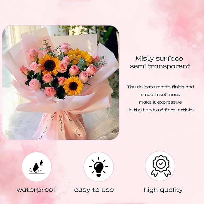 DNSGOOR 20 Sheets Flower Wrapping Paper, Waterproof Floral Bouquet Wrapping Paper, Korean Bouquet Paper Florist Supplies for Birthday, DIY Crafts, Gift Packaging, Wedding, Birthday Gift