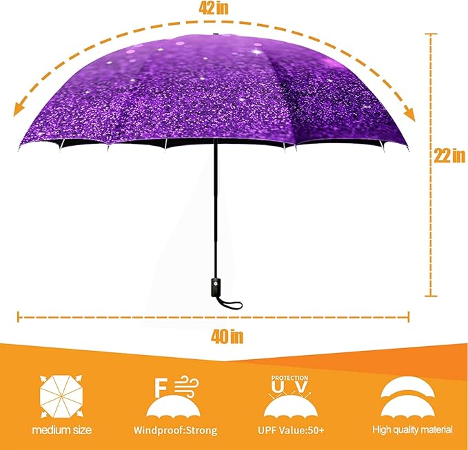 Small Compact Travel Automatic Folding Umbrella for Women, Portable Lightweight, Rain, Wind, UV Sun Shade
