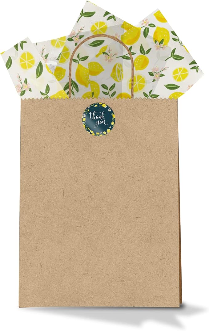 Pro Supply Global - Bulk Elegant Summer Lemons Tissue Paper Wrapping Gift Bags, Crafts DIY Project Party Decorations Packaging - Creative Uses for Wedding Birthday & Holiday Events - 24 Sheets 20"x30"