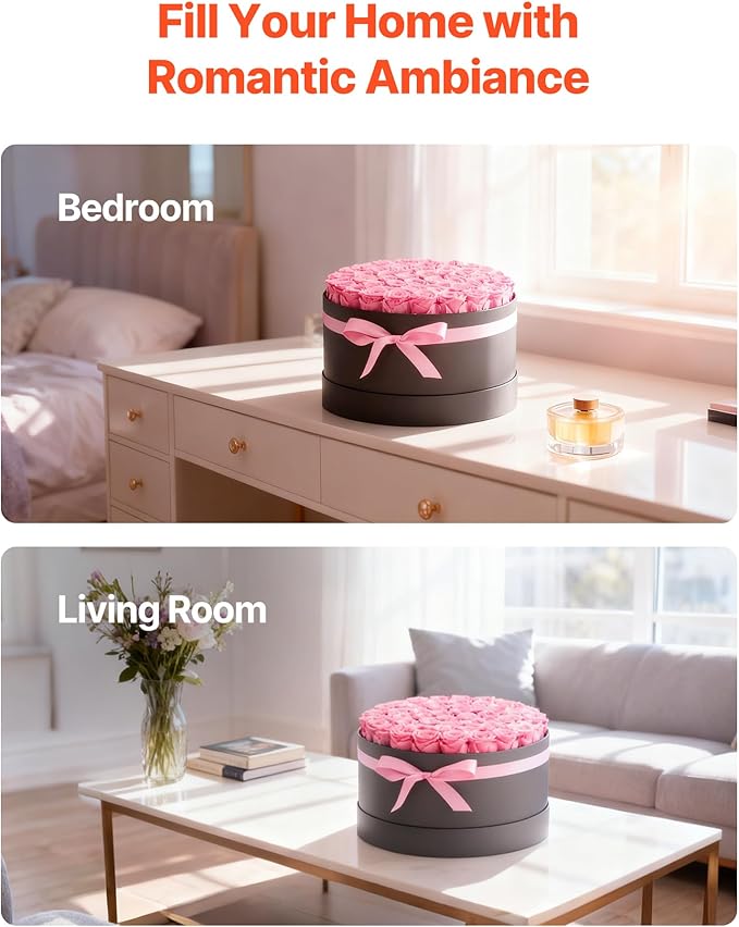VEVOR Forever Flowers, 50 Preserved Roses in a Box, Eternal Flowers Immortal Bouquet Birthday Present for Delivery Prime Women Her Wife Mothers, Anniversary, Valentine's Day,Christmas, Sweet Pink