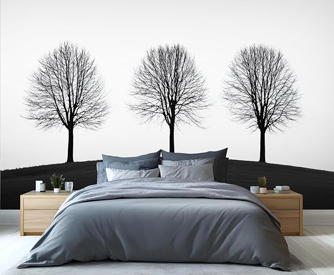 KIREUPA Minimalist Tree Wall Mural, Elegant Tree Silhouette Poster 3d Wall Murals, Modern Forest Wallpaper Mural, for Living Room Bedroom Large Wallpaper Indoor Decor 197" W x124.8 H