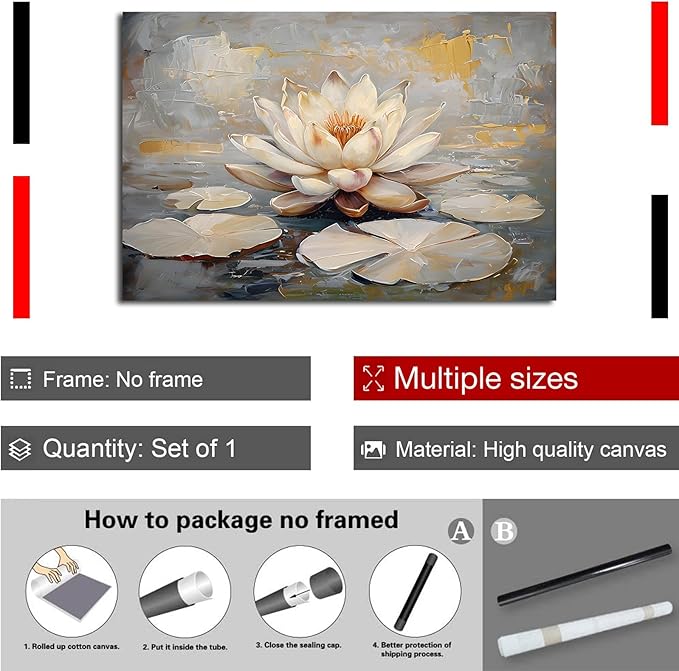 Ethereal white lotus floating on Crystal Waters poster vintage oil painting printwall art soft blush and gold accents serene home and office decor dreamy 28x40in Frameless