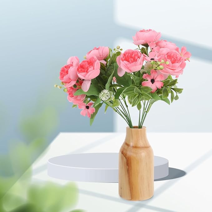 Rustic Pine Wood Vase for Dried Flowers Handmade Decorative Farmhouse Flower Container for Home and Office Natural Wooden Table Vase for Modern Floral Arrangements and DIY Bouquets