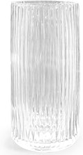 Muyan 9.8" Flower Vase for Decor Ribbed Glass Vase Modern for Centerpieces Desktop Home Office Dining Living Room Wedding (Clear)
