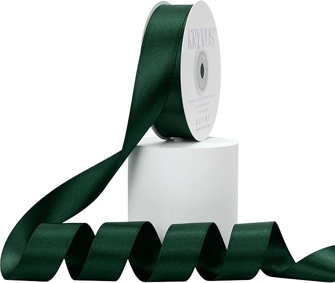 Hunter Green Satin Ribbon, Double Faced 1 Inch X 25 Yards Hunter Green Ribbon, Premium Satin Ribbon for Gift Wrapping, Crafts, Hair Bow Making, Sewing, Flower Bouquet, Wedding Party Decor