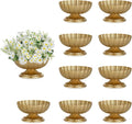 NUPTIO Small Gold Vases for Centerpieces: Brass Compote Vases for Flowers - Metal Pedestal Bowl Decor for Wedding Table Home Set of 10