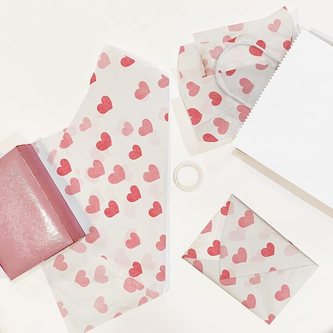 Pro Supply Global Fading Hearts Printed Tissue Paper for Valentine's Day Gift Bags or Boxes and Wrapping - Bulk Decorative Art Tissue Paper for Packaging and Gifting | 24 Sheets 20" x 30"