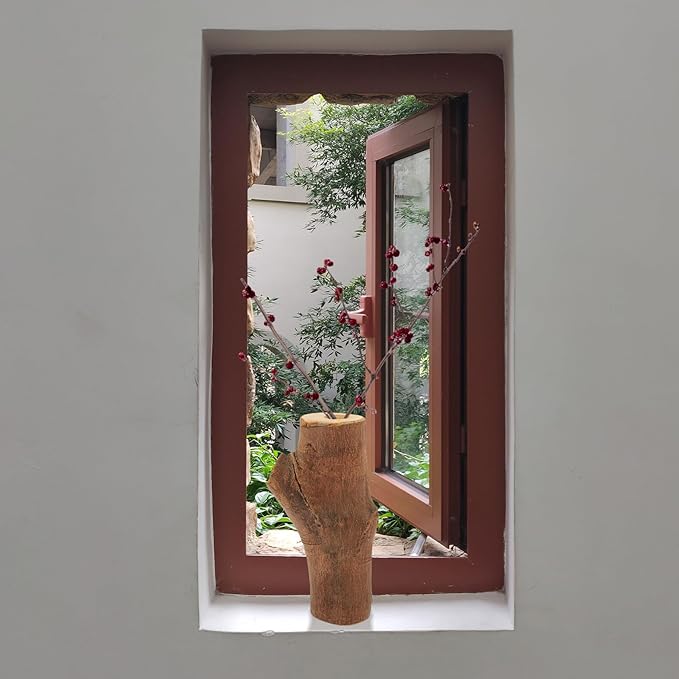 Vintage Wooden Flower Vase for Wedding Table Centerpiece Rustic Decorative Desktop Vase for Floral Arrangement and Hydroponics Wear-Resistant Wood Home Decor Accent Random Style