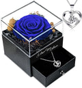 Preserved Blue Elegant Rose, 1 Count, 4.3" Square, Real Flower, Valentines Day Gifts for Her