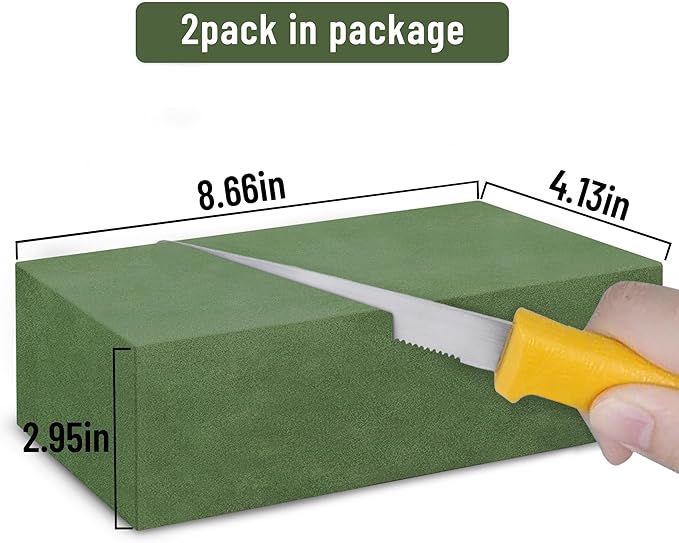 Max Shape Floral Foam Blocks Large 9 Inch,Pack 2 of Wet Floral Foam Bricks,Flower Foam for Artificial Flowers and Wedding Holiday Decorations (2)