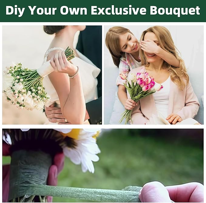 CllyCnny Floral Craft DIY Kit - 7pcs Complete Supplies with Floral Tape Ribbon Scissors Pin Wire for Bouquets Wreath Making Wedding Arrangement Crafts