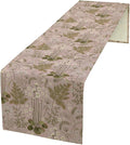 Spring Floral Table Runner, Rustic Retro Field Herbal Plant Purple Pink Wildflower Country Natural Floral Fern Print Table Cover for Indoor Outdoor Dinner Party Decor, 13x70inch