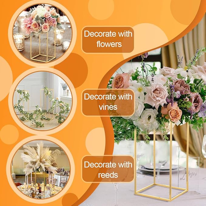 31.5inch Wedding Centerpieces for Tables,5pcs Gold Centerpieces,Tall Column Geometric Floral Vase for Birthday Party Event Table Decoration