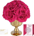Forever Flowers Preserved Roses in Glass Vase, Decorative Flower Arrangement Centerpiece, Eternal Roses Gift for Women, Flower Decorations for Home Decor Party Living Room Bedroom Office, Rose Red