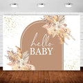InMemory Boho Baby Shower Backdrop Decorations for Girl Pampas Floral Arch Hello Oh Baby Backdrops Banner Sign Photography Background for Girls Bohemian Baby Shower Party Decor Photo Booth Props 6x4ft