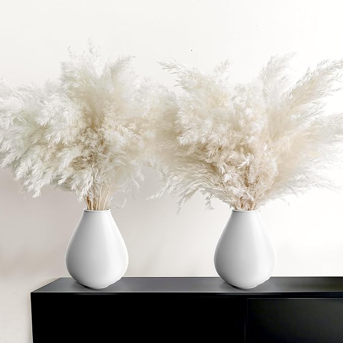 30PCS White Pampas Grass for Home Decor - Elegant Boho Decor - Premium Quality Pampas Grass Stems - Perfect for House, Nursery, Western, Wedding, Table, and Bohemian Decor