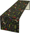 Rustic Field Table Runner, Vintage Farmhouse Natural Forest Wildflowers Plants Herb Print Kitchen Dining Table Decor Seasonal Home Decoration Indoor Outdoor Party, 13x120inch