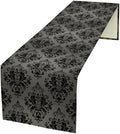 Black Damask Table Runner,Gothic Antique Victorian Floral Boho Table Runner for Home Kitchen Table Dining Garden Farmhouse Wedding Party Decor 13x90 Inch