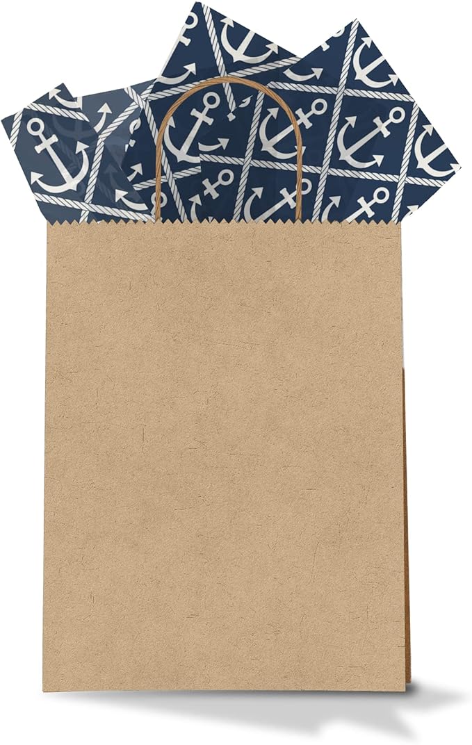 Nautical Anchors Printed Tissue Paper for Gift Bags or Boxes and Wrapping - Bulk Decorative Art Tissue Paper for Packaging and Gifting | 24 Sheets 20" x 30"