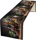 Red Wine Themed Retro Table Runner, Table Dresser Runner, Kitchen Dining Table Runners for Indoor Outdoor Holiday Decor 13" x120