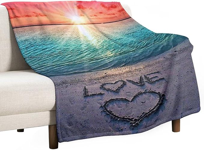Love Ocean Beach Blanket - Soft, Warm, Cozy Fleece for Kids, Adults - 50"x60"